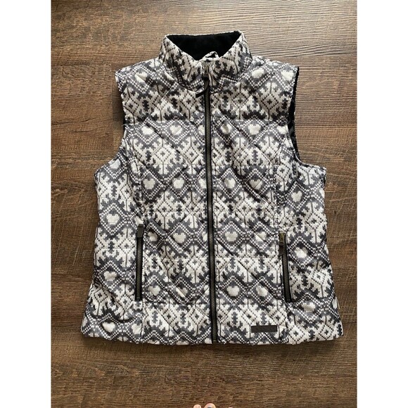 G.H. BASS & CO women’s puffer vest winter gorpcore Nordic fair isle size L EUC - Picture 2 of 16